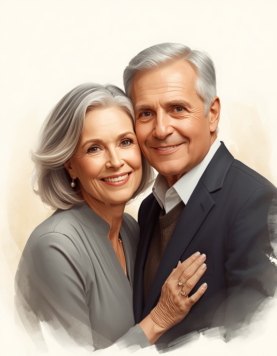 Personalized older couple portrait
