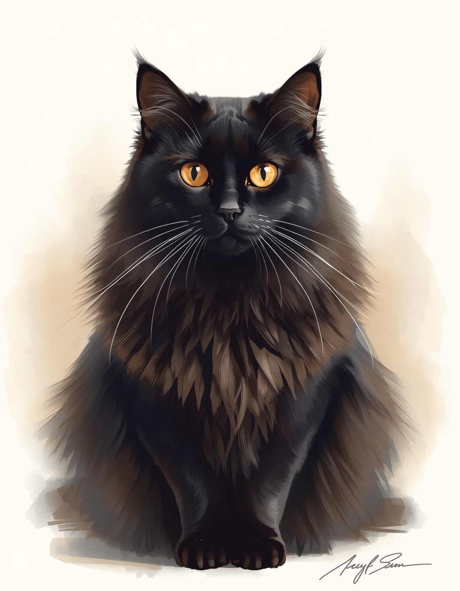 Personalized black cat portrait