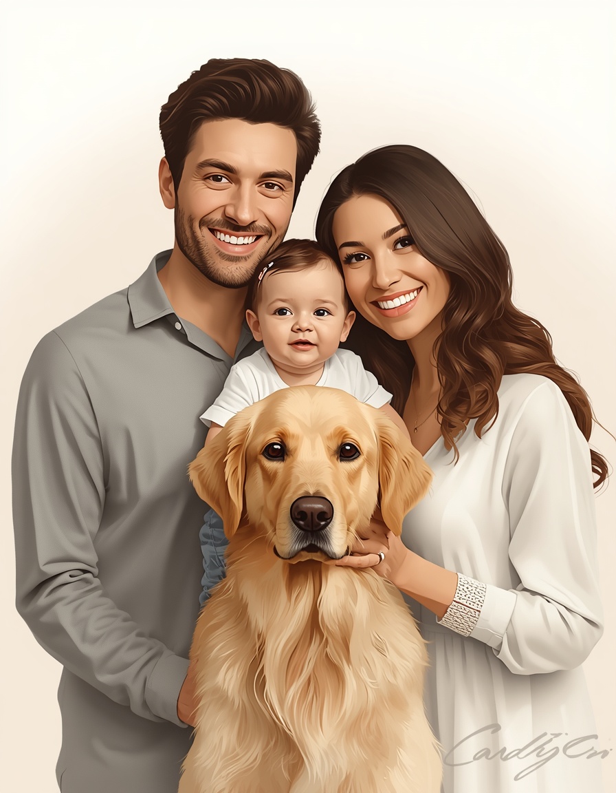 Personalized family and pet portrait